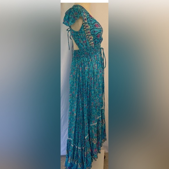 Aura Floral Blue Summer Dress Size S - Picture 5 of 10